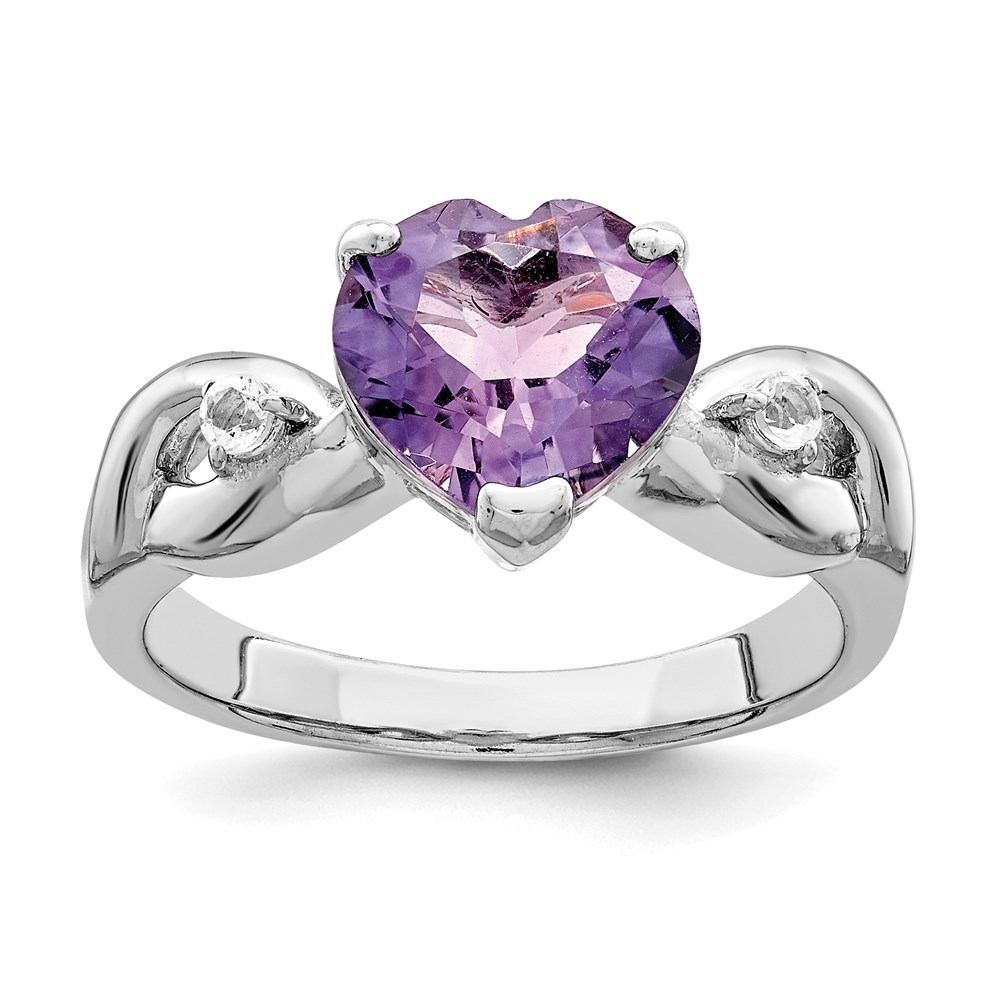 925 Sterling Silver Lavender CZ (Cubic Zirconia) Heart Ring